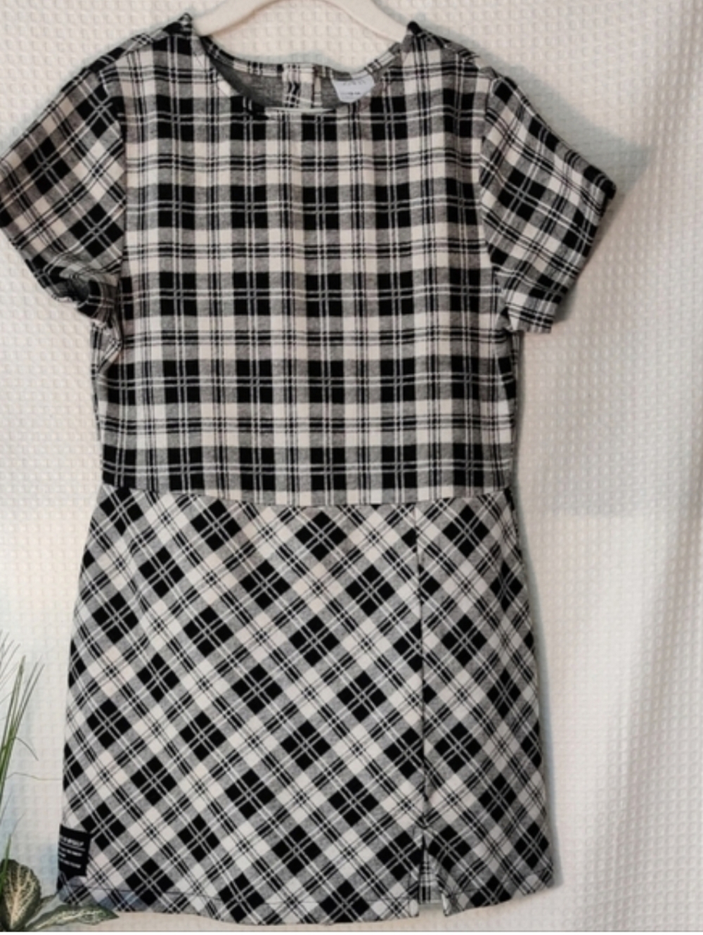Zara Girls Black and Cream Plaid Skorts Jumper Size 13-14